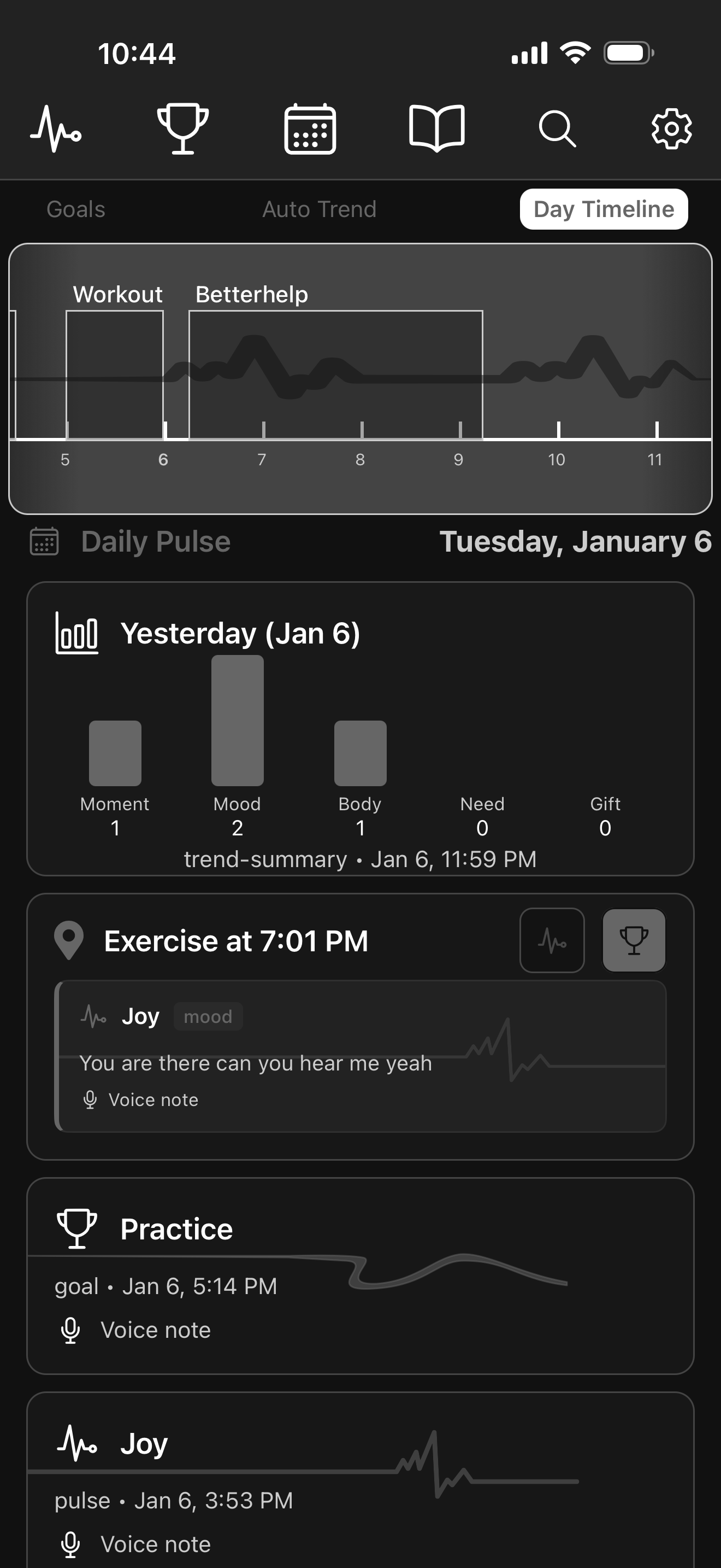 StoaPnuema Daily Pulse timeline view